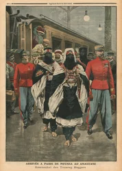 Moussa Ag Amastane przybywający do Paryża, ilustracja z „Le Petit Journal”, dodatek ilustruje, 21 sierpnia 1910
